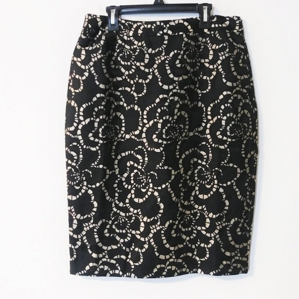 Charter Club Black & Gold‎ Print Pencil Skirt 4